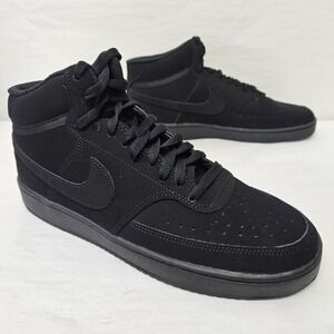 Nike Court Vision Mid Casual Sneakers CU6620-001 Triple Black‎ Men's Size 10